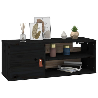 Wandschränke 2 Stk. Schwarz 80x30x30 cm Massivholz Kiefer - Pazzar.ch
