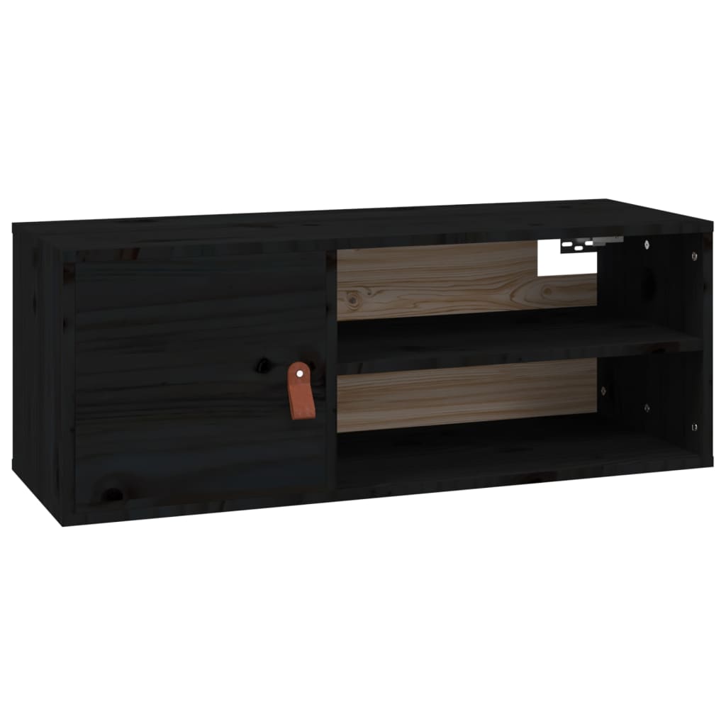 Wandschränke 2 Stk. Schwarz 80x30x30 cm Massivholz Kiefer - Pazzar.ch