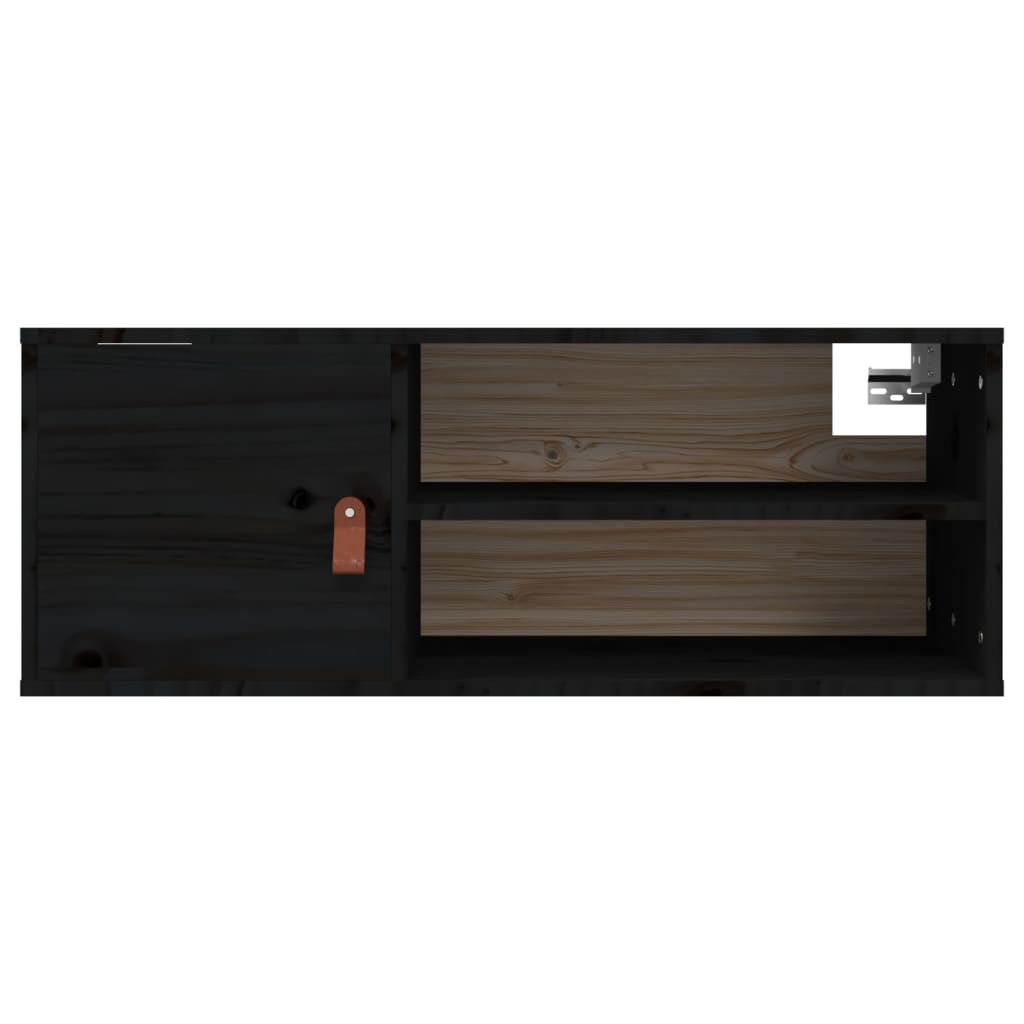 Wandschränke 2 Stk. Schwarz 80x30x30 cm Massivholz Kiefer - Pazzar.ch