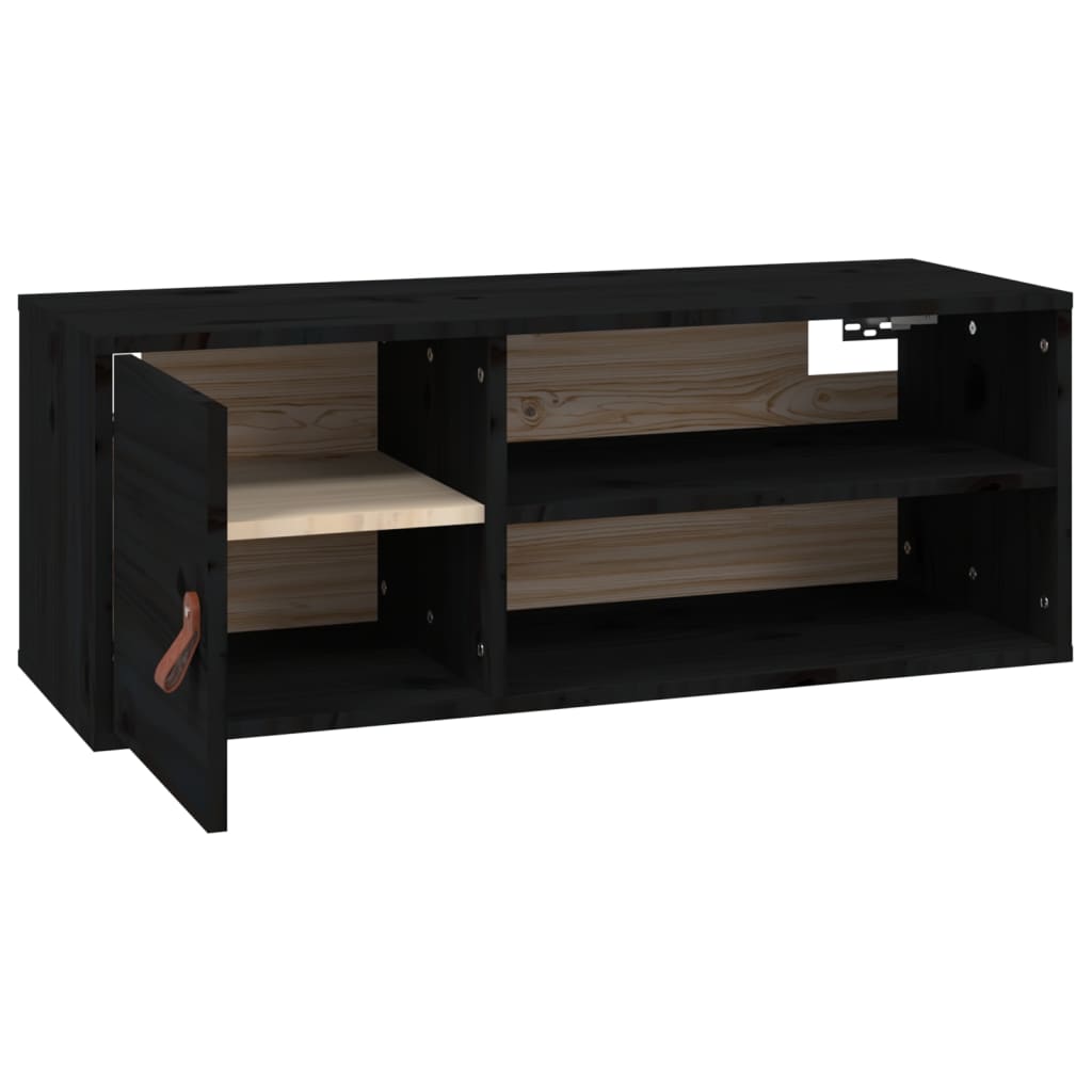 Wandschränke 2 Stk. Schwarz 80x30x30 cm Massivholz Kiefer - Pazzar.ch