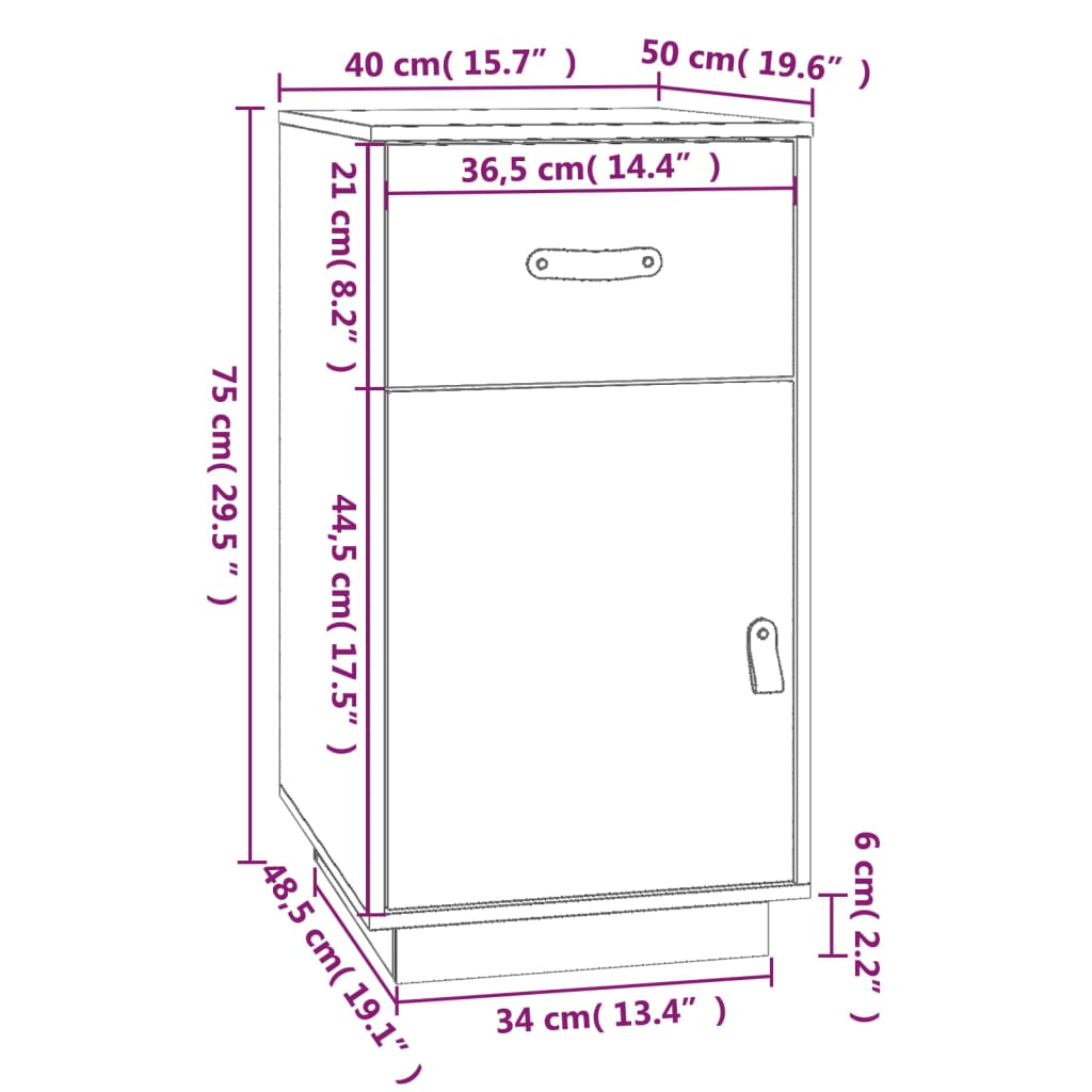 Schreibtisch-Schrank Schwarz 40x50x75 cm Massivholz Kiefer - Pazzar.ch