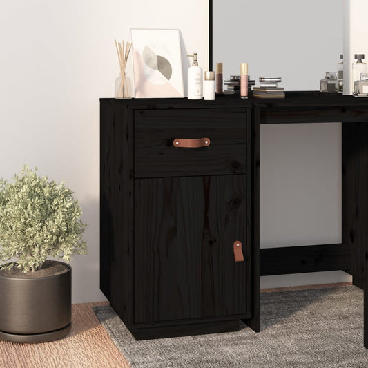 Schreibtisch-Schrank Schwarz 40x50x75 cm Massivholz Kiefer - Pazzar.ch