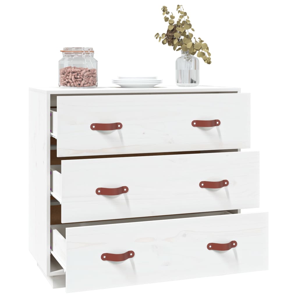 Sideboard Weiß 80x40x75 cm Massivholz Kiefer - Pazzar.ch