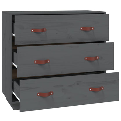 Sideboard Grau 80x40x75 cm Massivholz Kiefer - Pazzar.ch