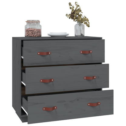 Sideboard Grau 80x40x75 cm Massivholz Kiefer - Pazzar.ch