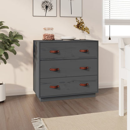 Sideboard Grau 80x40x75 cm Massivholz Kiefer - Pazzar.ch