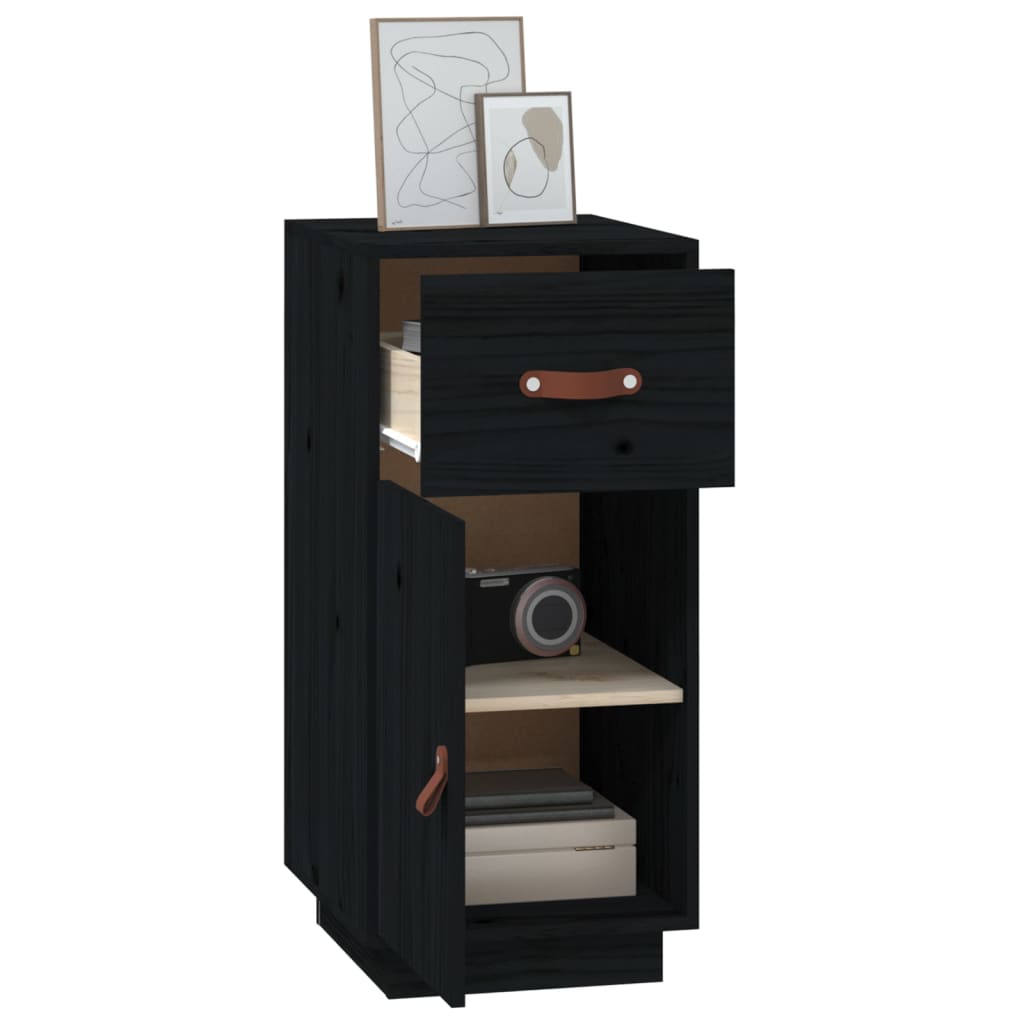 Sideboard Schwarz 34x40x75 cm Massivholz Kiefer - Pazzar.ch