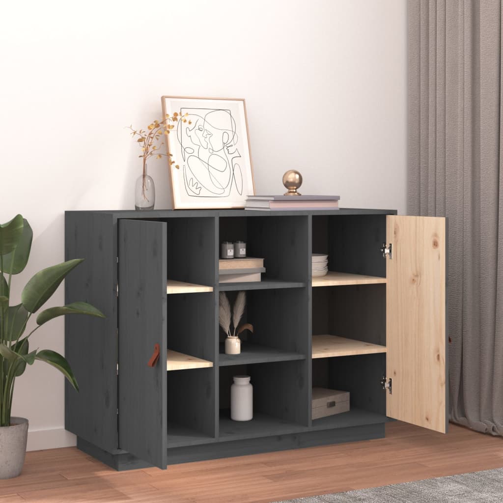 Sideboard Grau 100x40x75 cm Massivholz Kiefer - Pazzar.ch