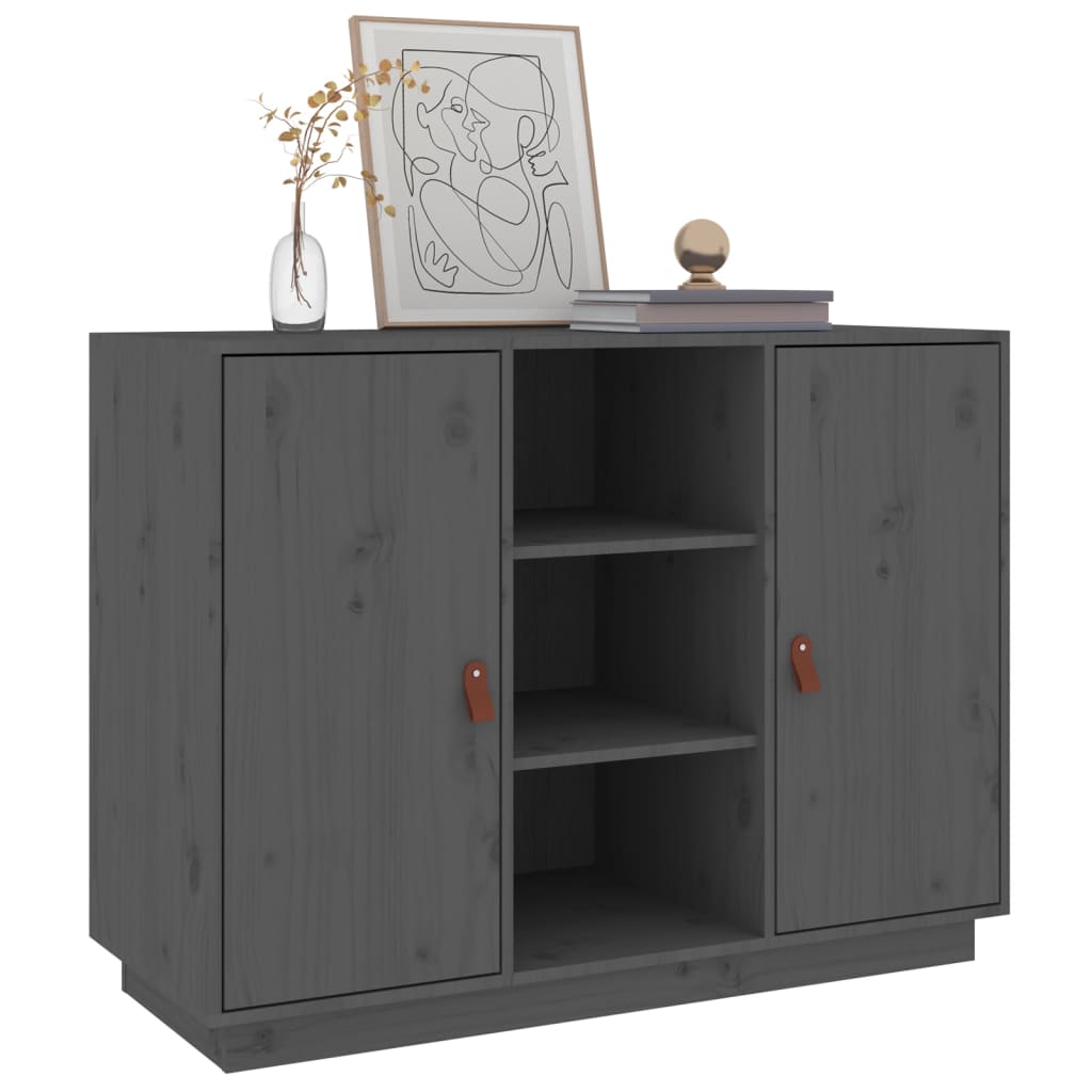 Sideboard Grau 100x40x75 cm Massivholz Kiefer - Pazzar.ch