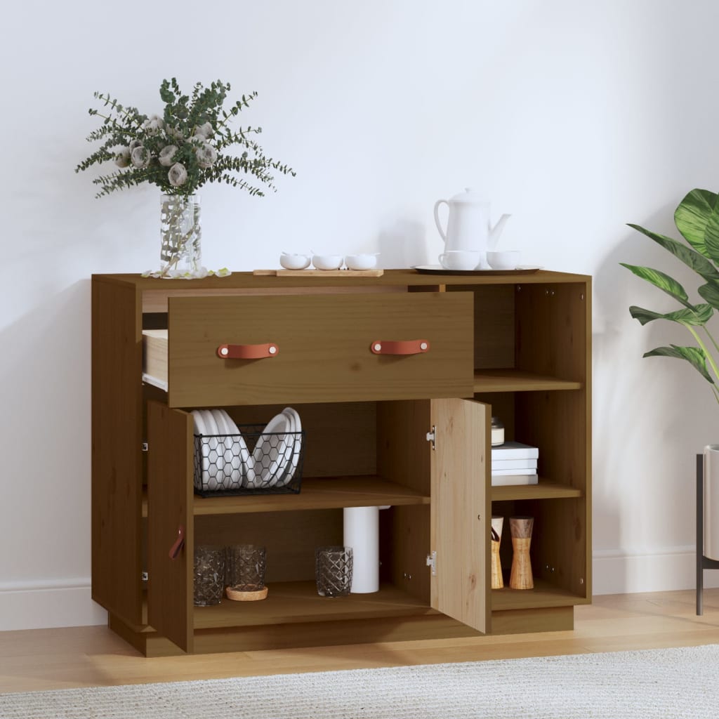 Sideboard Honigbraun 98,5x40x75 cm Massivholz Kiefer - Pazzar.ch