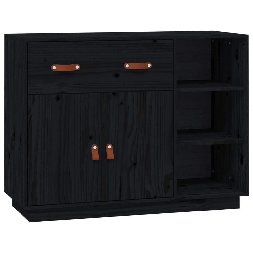 Sideboard Schwarz 98,5x40x75 cm Massivholz Kiefer - Pazzar.ch