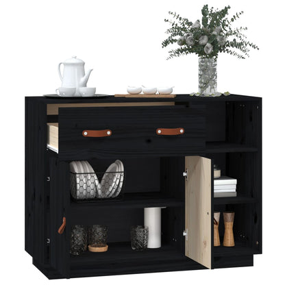 Sideboard Schwarz 98,5x40x75 cm Massivholz Kiefer - Pazzar.ch