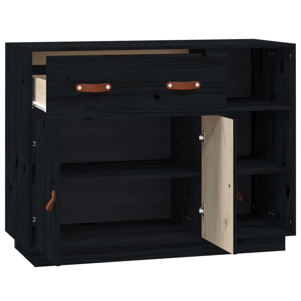 Sideboard Schwarz 98,5x40x75 cm Massivholz Kiefer - Pazzar.ch