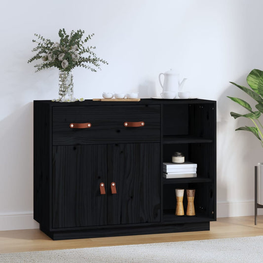 Sideboard Schwarz 98,5x40x75 cm Massivholz Kiefer - Pazzar.ch