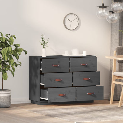 Sideboard Grau 100x40x75 cm Massivholz Kiefer - Pazzar.ch