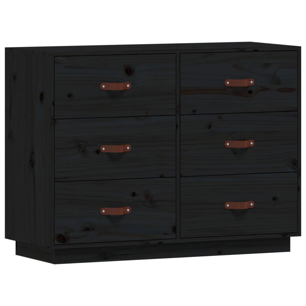 Sideboard Schwarz 100x40x75 cm Massivholz Kiefer - Pazzar.ch