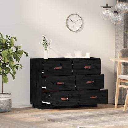 Sideboard Schwarz 100x40x75 cm Massivholz Kiefer - Pazzar.ch