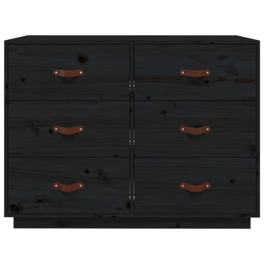 Sideboard Schwarz 100x40x75 cm Massivholz Kiefer
