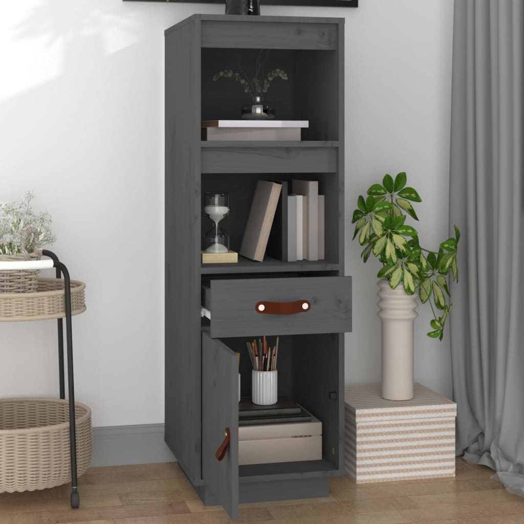 Highboard Grau 34x40x108,5 cm Massivholz Kiefer - Pazzar.ch