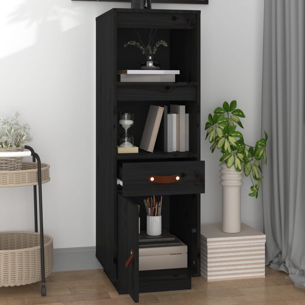 Highboard Schwarz 34x40x108,5 cm Massivholz Kiefer - Pazzar.ch