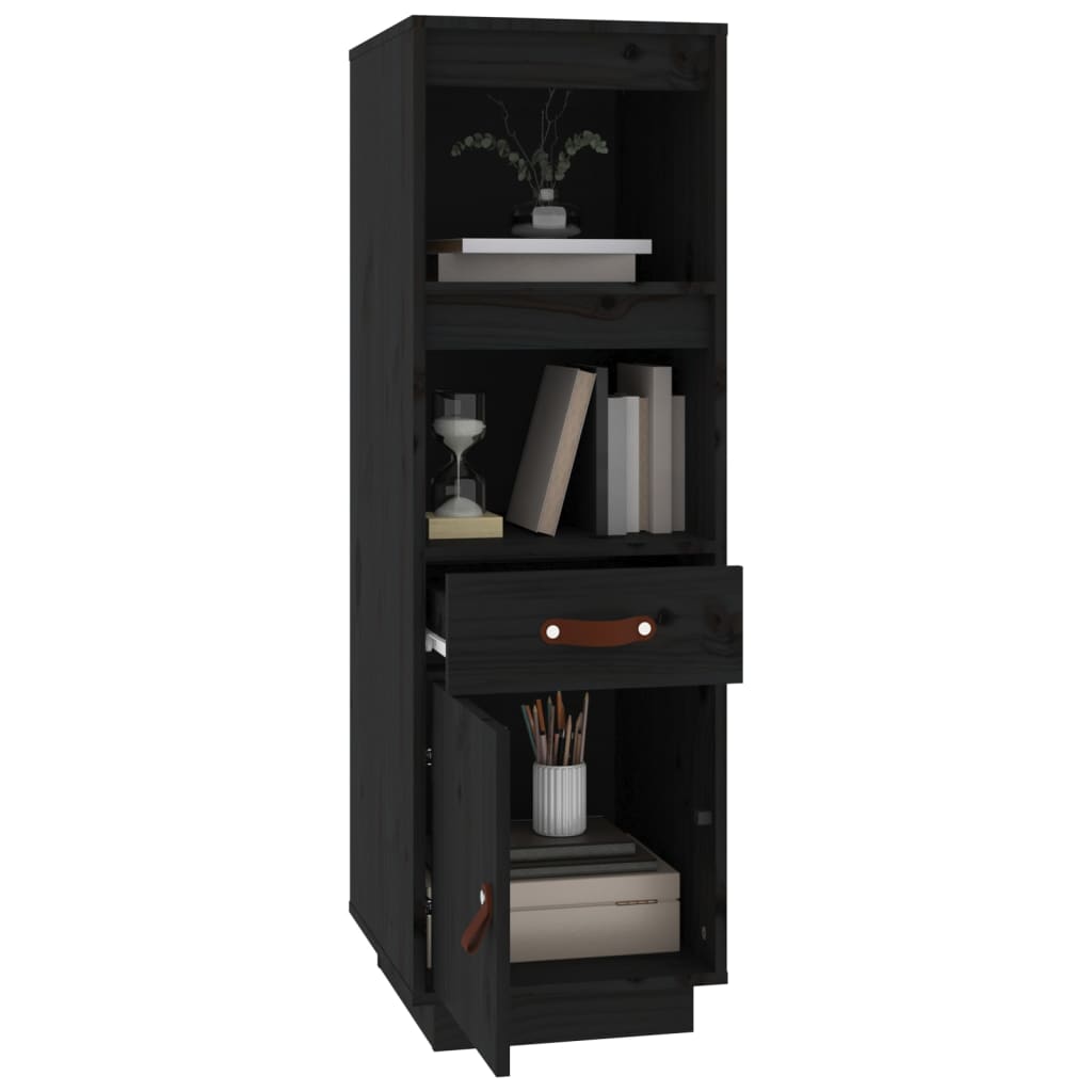Highboard Schwarz 34x40x108,5 cm Massivholz Kiefer - Pazzar.ch