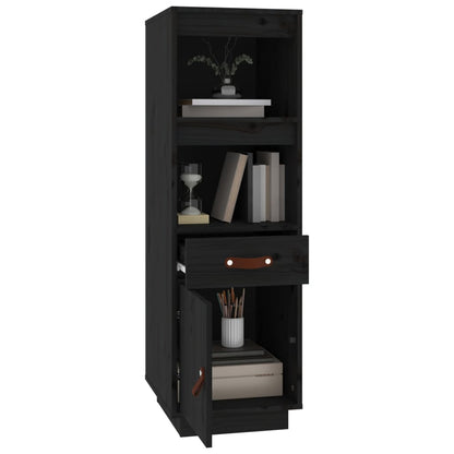 Highboard Schwarz 34x40x108,5 cm Massivholz Kiefer - Pazzar.ch