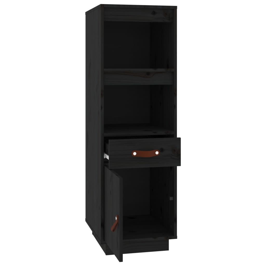 Highboard Schwarz 34x40x108,5 cm Massivholz Kiefer - Pazzar.ch