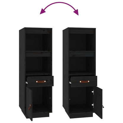 Highboard Schwarz 34x40x108,5 cm Massivholz Kiefer - Pazzar.ch