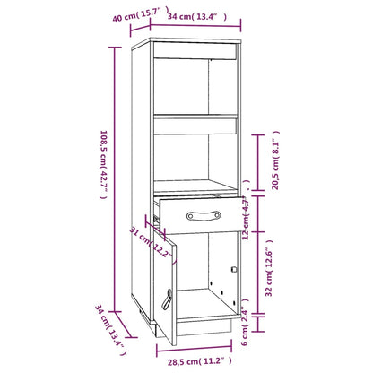Highboard Schwarz 34x40x108,5 cm Massivholz Kiefer - Pazzar.ch