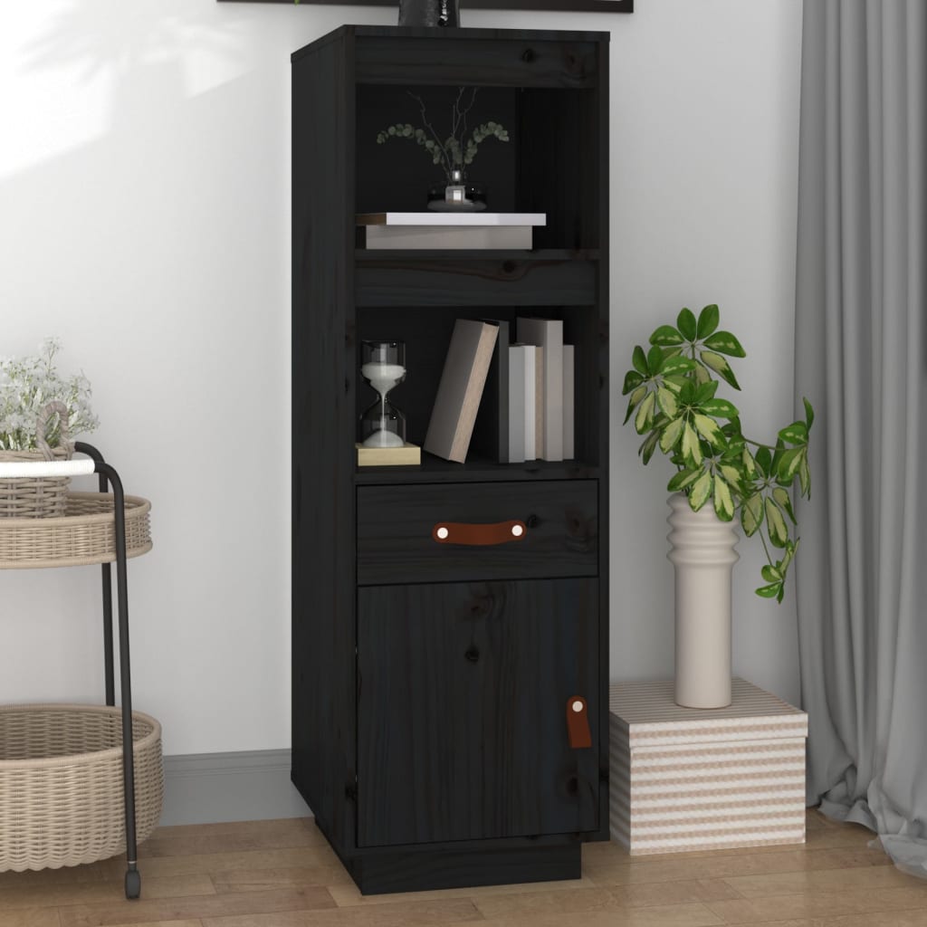 Highboard Schwarz 34x40x108,5 cm Massivholz Kiefer - Pazzar.ch