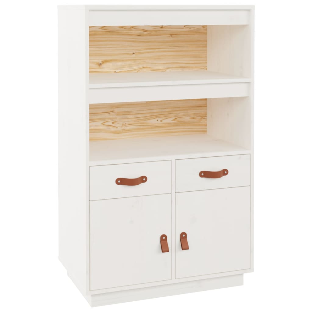Highboard Weiß 67x40x108,5 cm Massivholz Kiefer