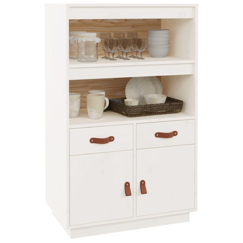 Highboard Weiß 67x40x108,5 cm Massivholz Kiefer - Pazzar.ch