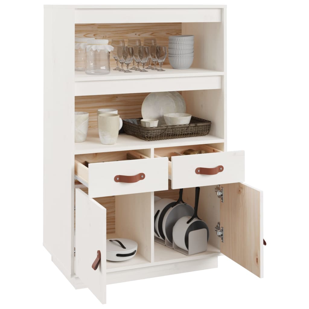 Highboard Weiß 67x40x108,5 cm Massivholz Kiefer - Pazzar.ch