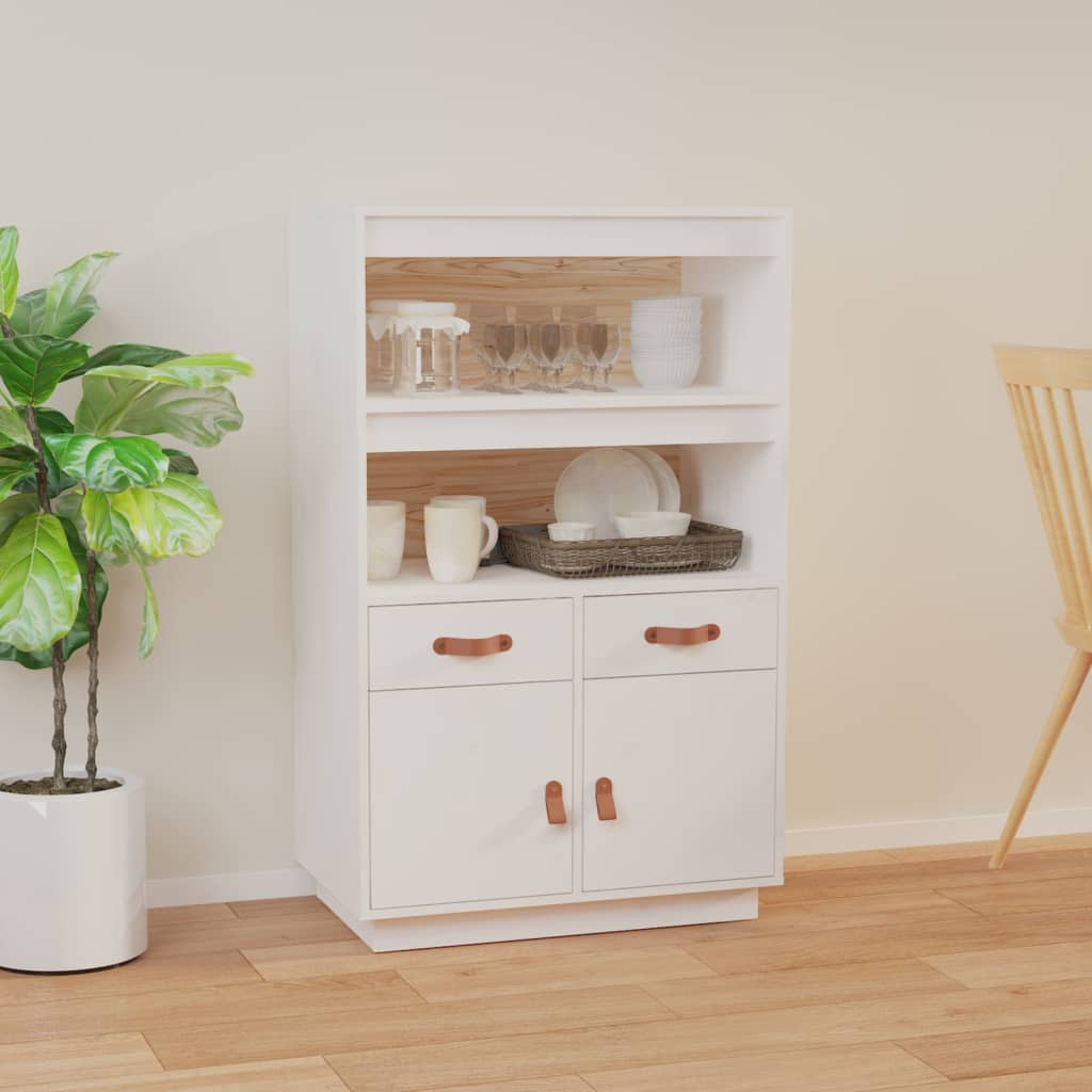 Highboard Weiß 67x40x108,5 cm Massivholz Kiefer - Pazzar.ch