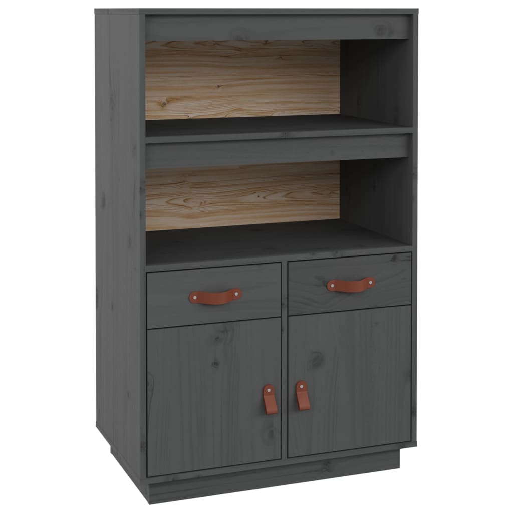 Highboard Grau 67x40x108,5 cm Massivholz Kiefer - Pazzar.ch