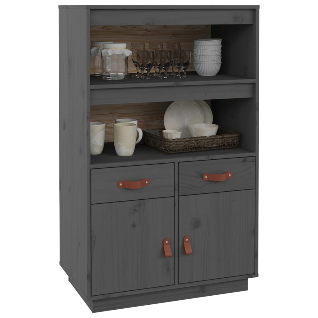 Highboard Grau 67x40x108,5 cm Massivholz Kiefer - Pazzar.ch
