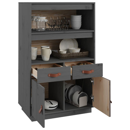 Highboard Grau 67x40x108,5 cm Massivholz Kiefer - Pazzar.ch