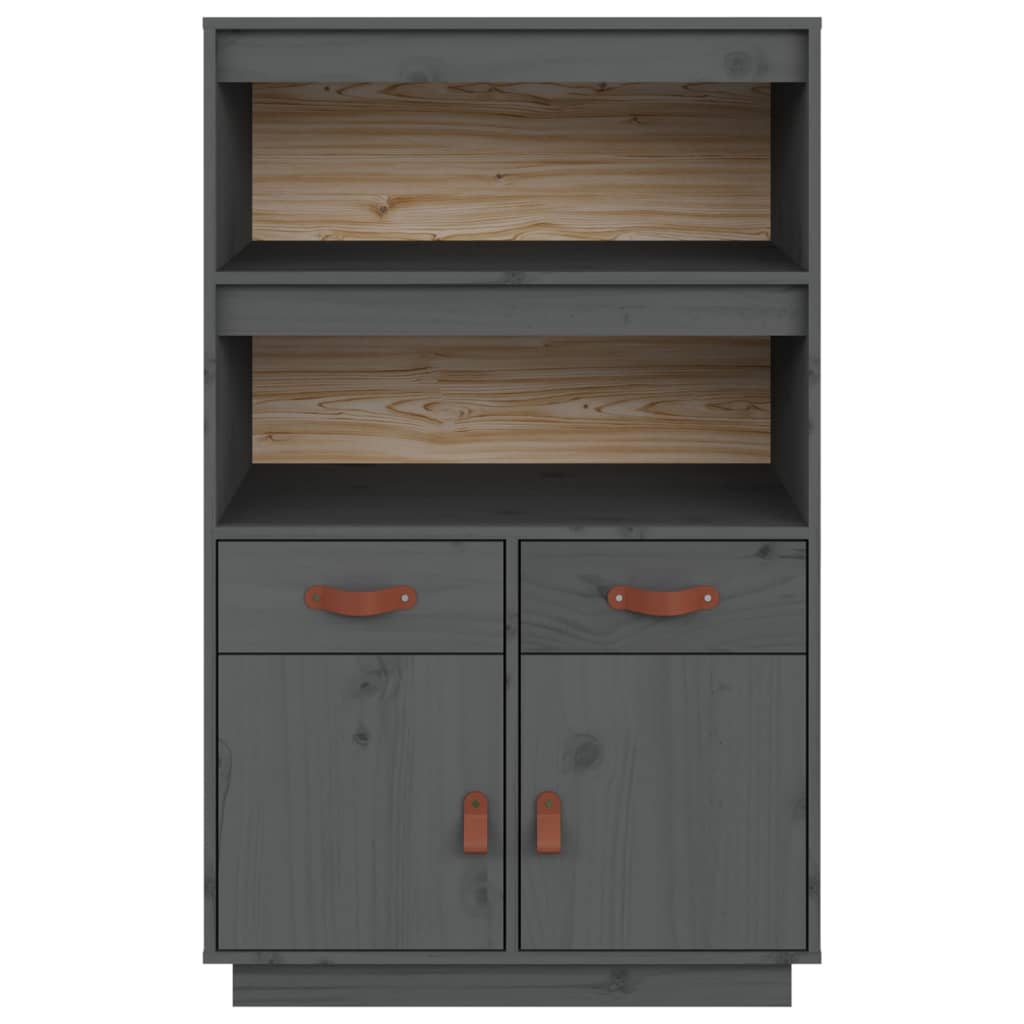 Highboard Grau 67x40x108,5 cm Massivholz Kiefer - Pazzar.ch