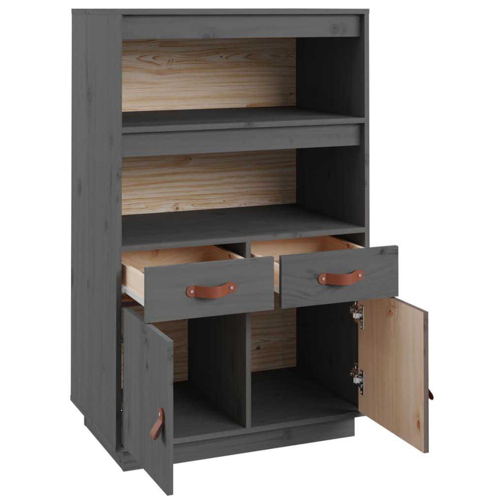 Highboard Grau 67x40x108,5 cm Massivholz Kiefer - Pazzar.ch