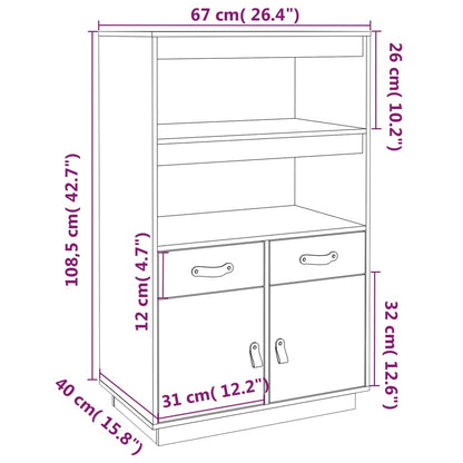 Highboard Grau 67x40x108,5 cm Massivholz Kiefer - Pazzar.ch