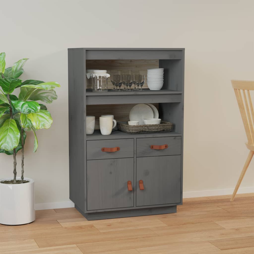 Highboard Grau 67x40x108,5 cm Massivholz Kiefer - Pazzar.ch
