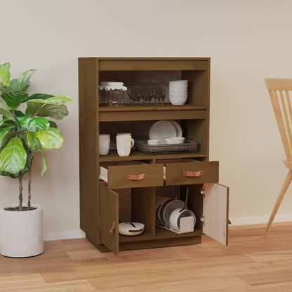 Highboard Honigbraun 67x40x108,5 cm Massivholz Kiefer - Pazzar.ch