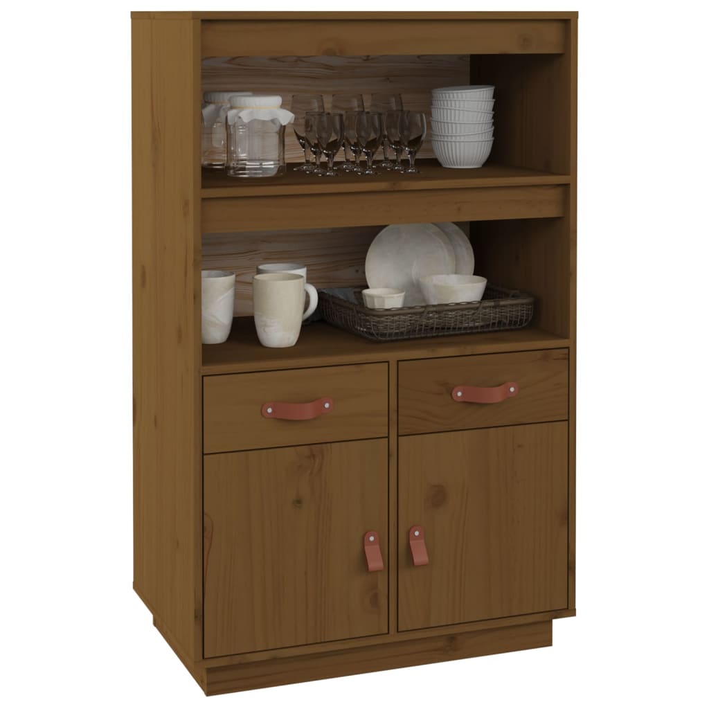 Highboard Honigbraun 67x40x108,5 cm Massivholz Kiefer - Pazzar.ch