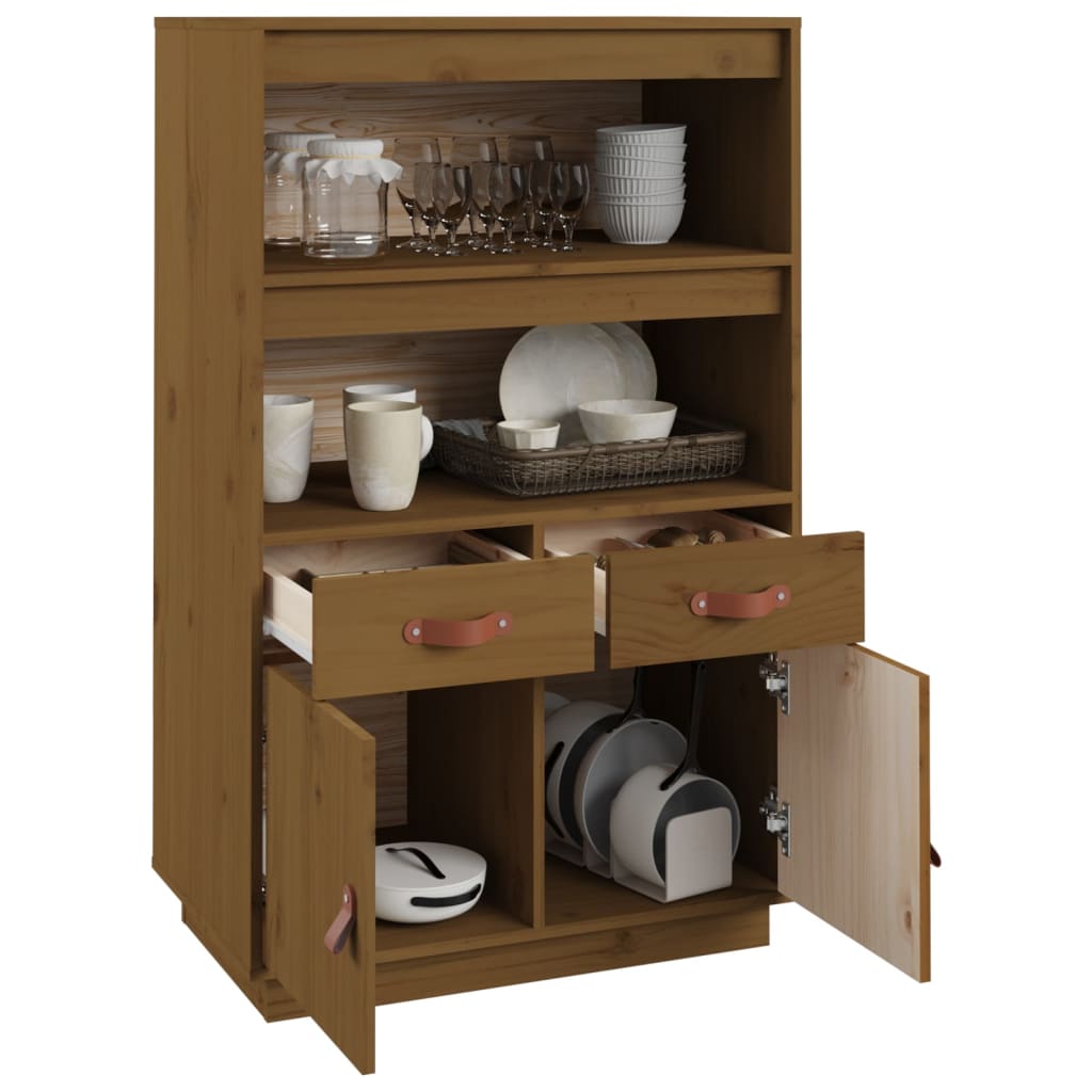 Highboard Honigbraun 67x40x108,5 cm Massivholz Kiefer - Pazzar.ch