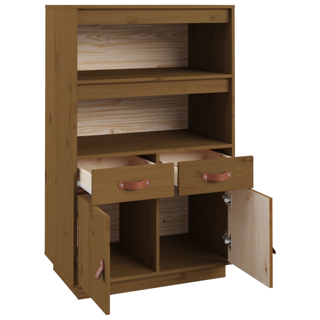 Highboard Honigbraun 67x40x108,5 cm Massivholz Kiefer - Pazzar.ch