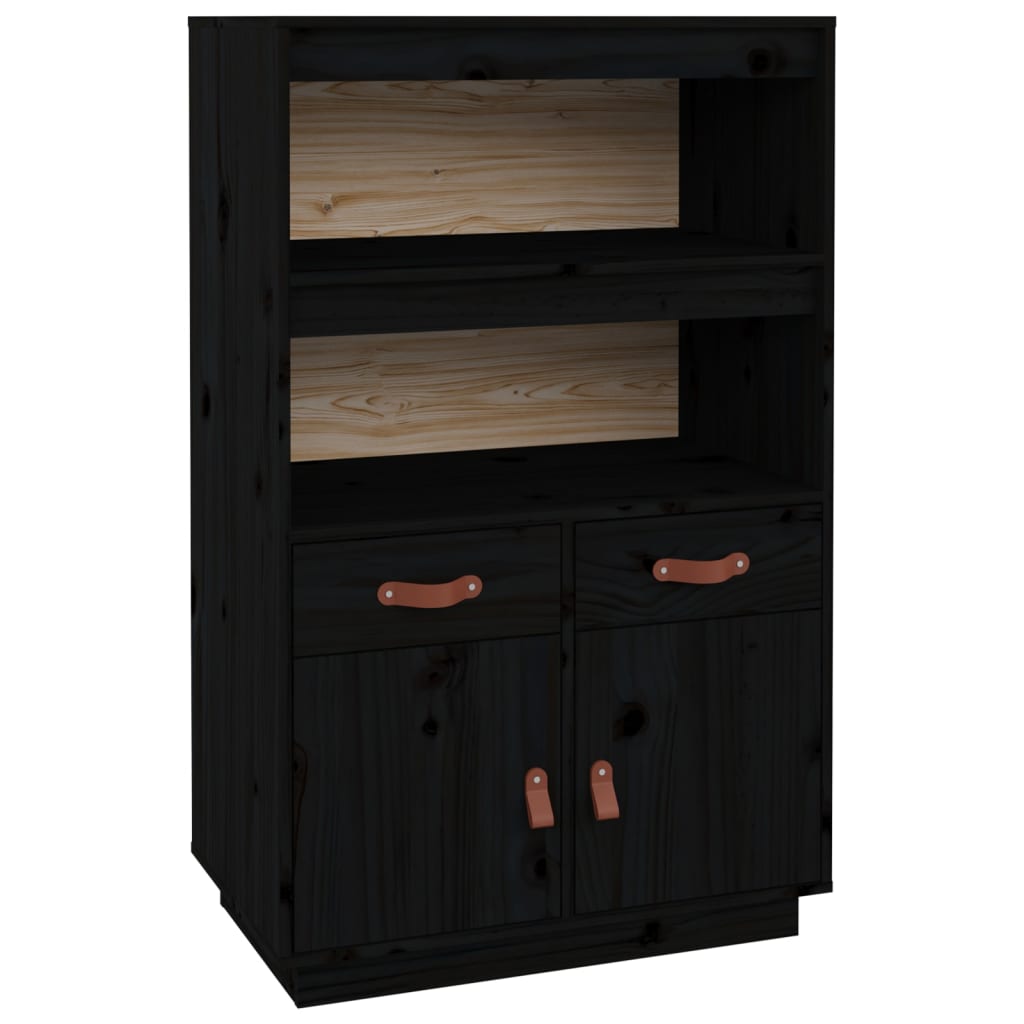 Highboard Schwarz 67x40x108,5 cm Massivholz Kiefer - Pazzar.ch