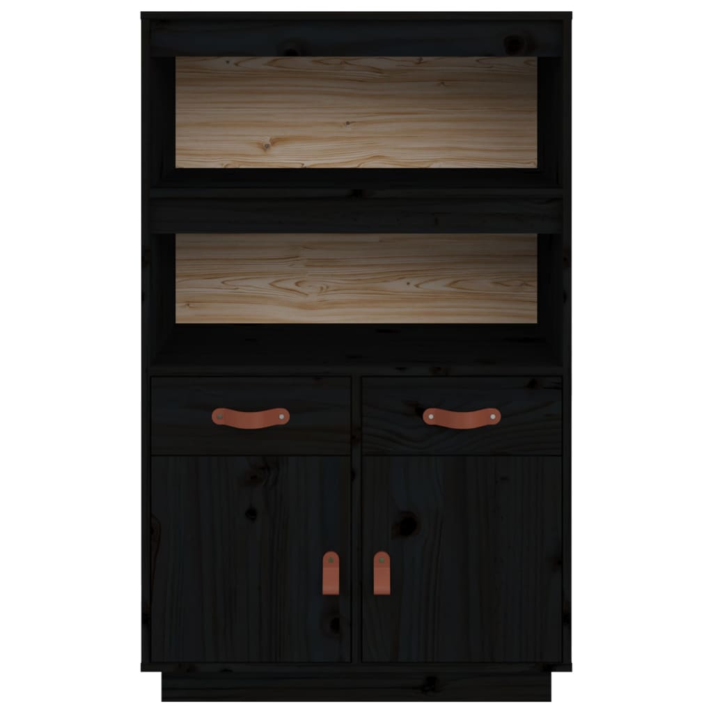 Highboard Schwarz 67x40x108,5 cm Massivholz Kiefer - Pazzar.ch