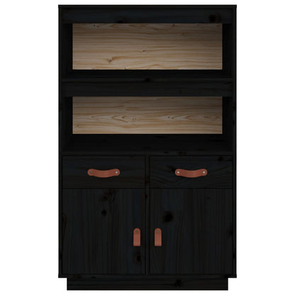 Highboard Schwarz 67x40x108,5 cm Massivholz Kiefer - Pazzar.ch