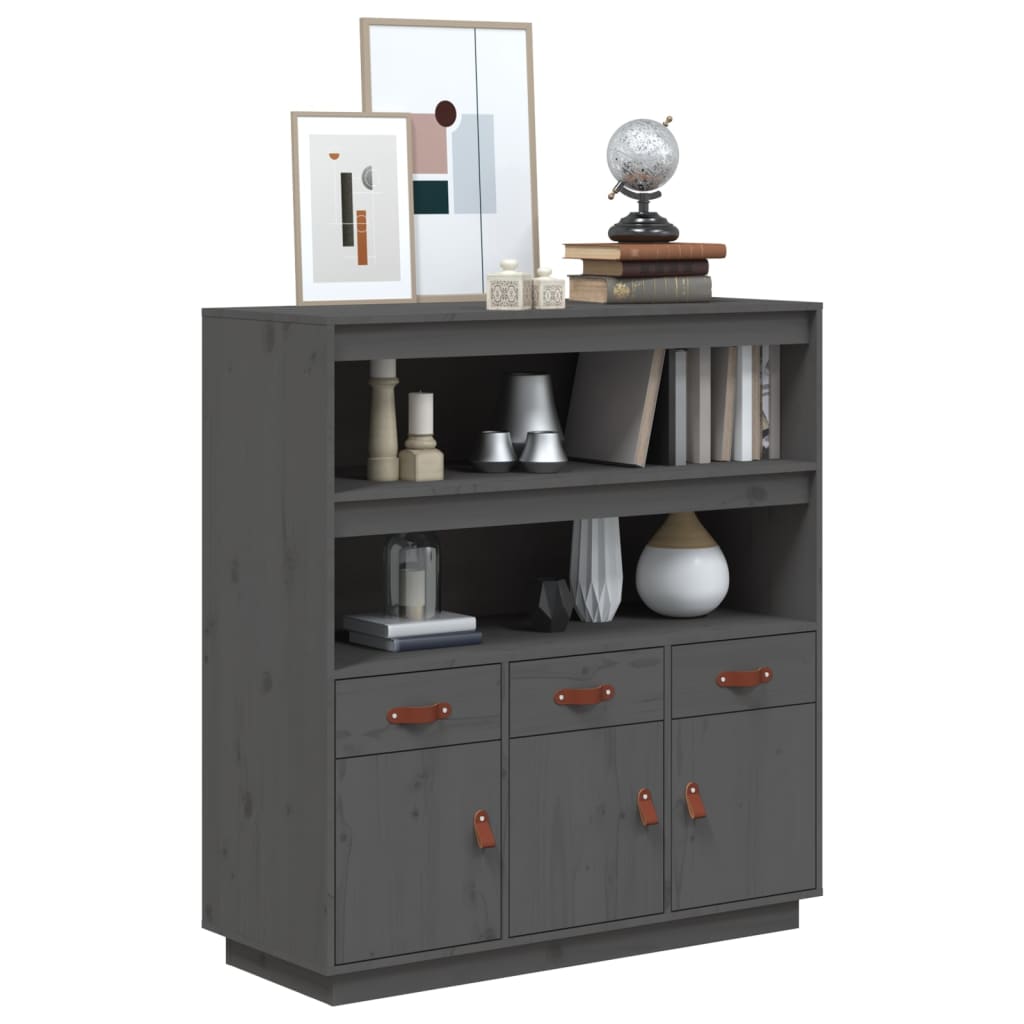 Highboard Grau 100x40x108,5 cm Massivholz Kiefer - Pazzar.ch