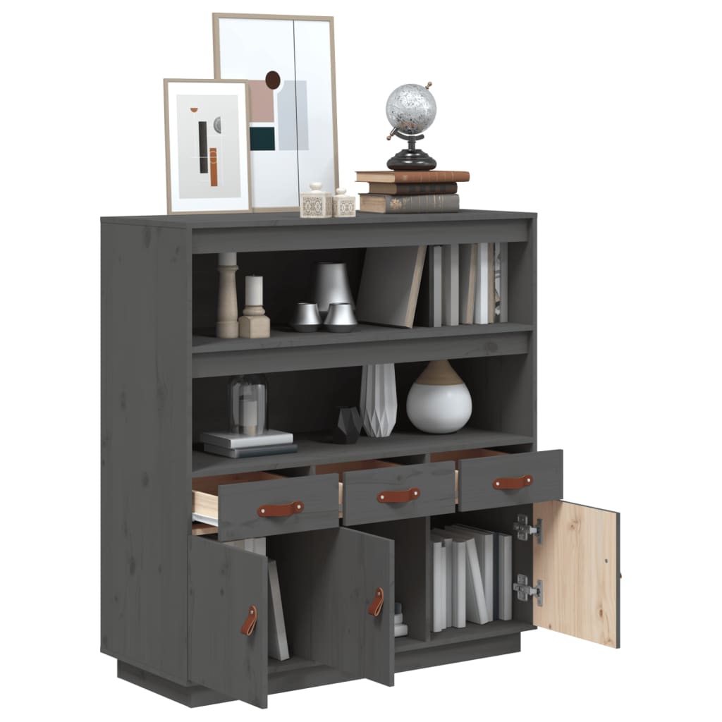 Highboard Grau 100x40x108,5 cm Massivholz Kiefer - Pazzar.ch
